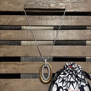 Brighton like new Uptown Shine reversible brushed gold silver crystal necklace